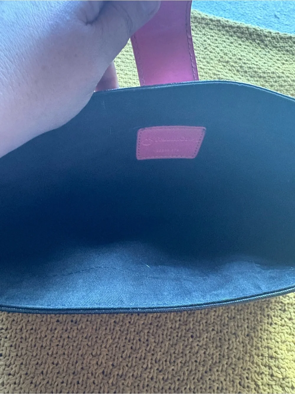 Franklin Covey Black, Pink and Red Striped Laptop Clutch